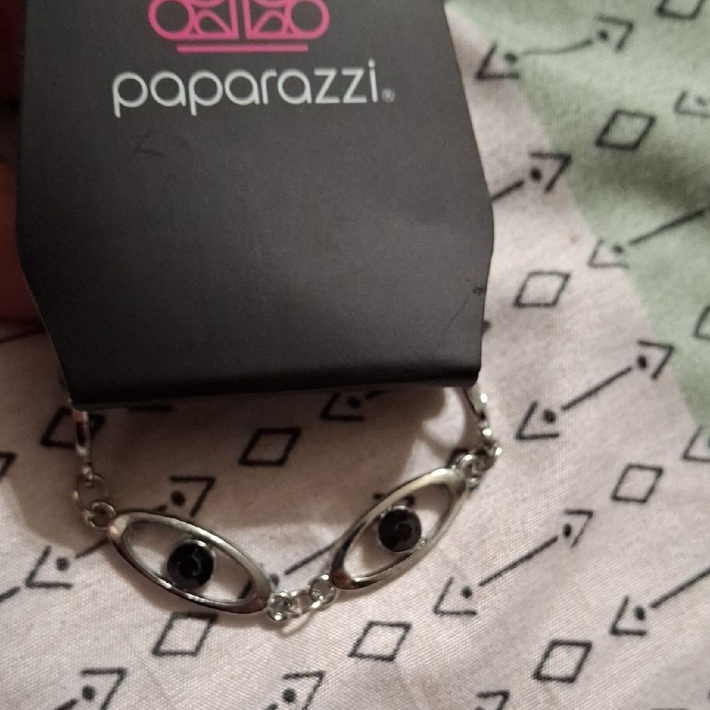 Paparazzi Silver Bracelet with Black Accents
